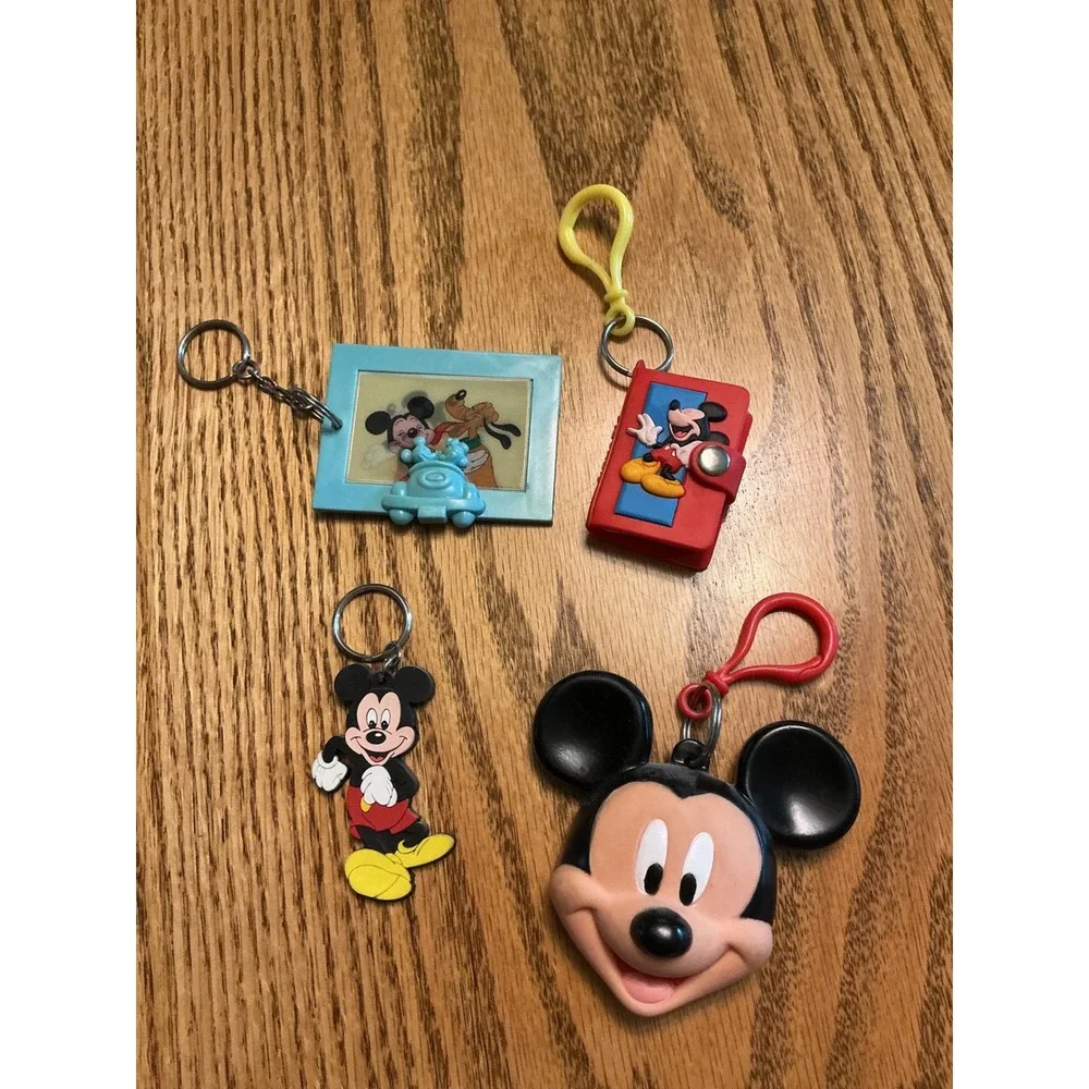 Vintage Disney Mickey Mouse Keychain Lot Applause Pluto Book Picture Frame PVC